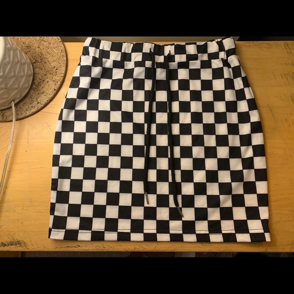 Checkerboard Drawstring Skirt